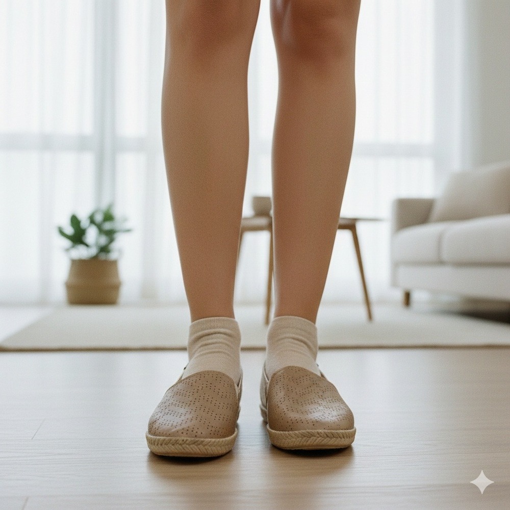 Moleca Women's Beige Perforated Espadrille Flats Slip On Shoes -‎ Size 37